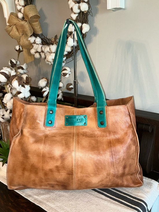 Bed Stu Handbags - NWOT Bed Stu Leather Arlington Tan Rustic Teal DD Tote Shoulder Bag Retail $365